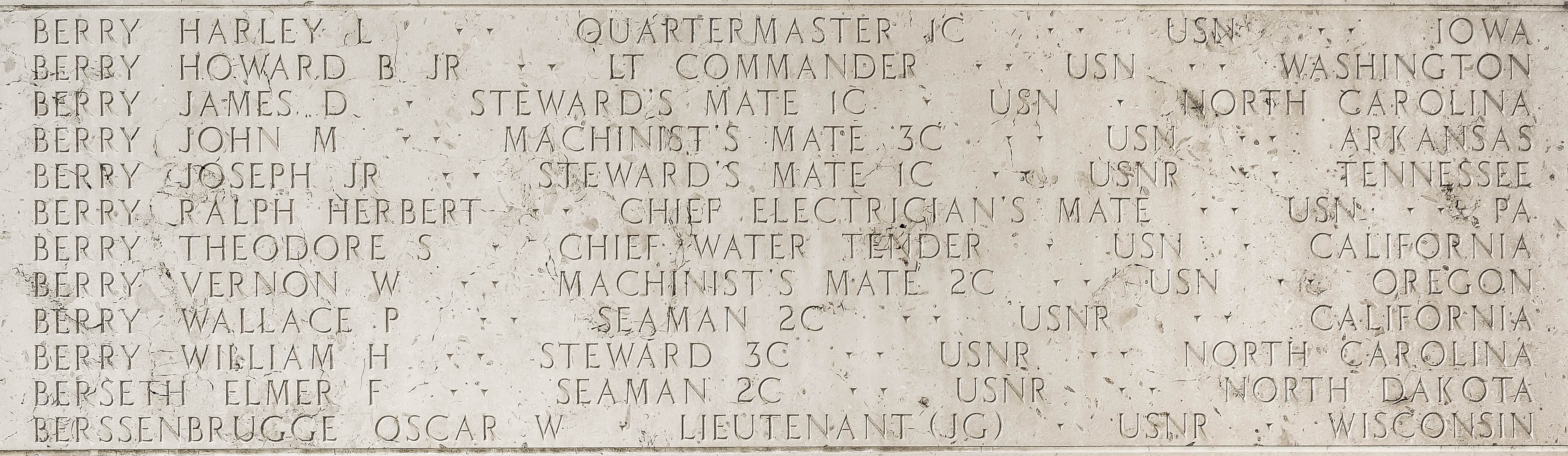 Oscar W. Berssenbrugge, Lieutenant Junior Grade